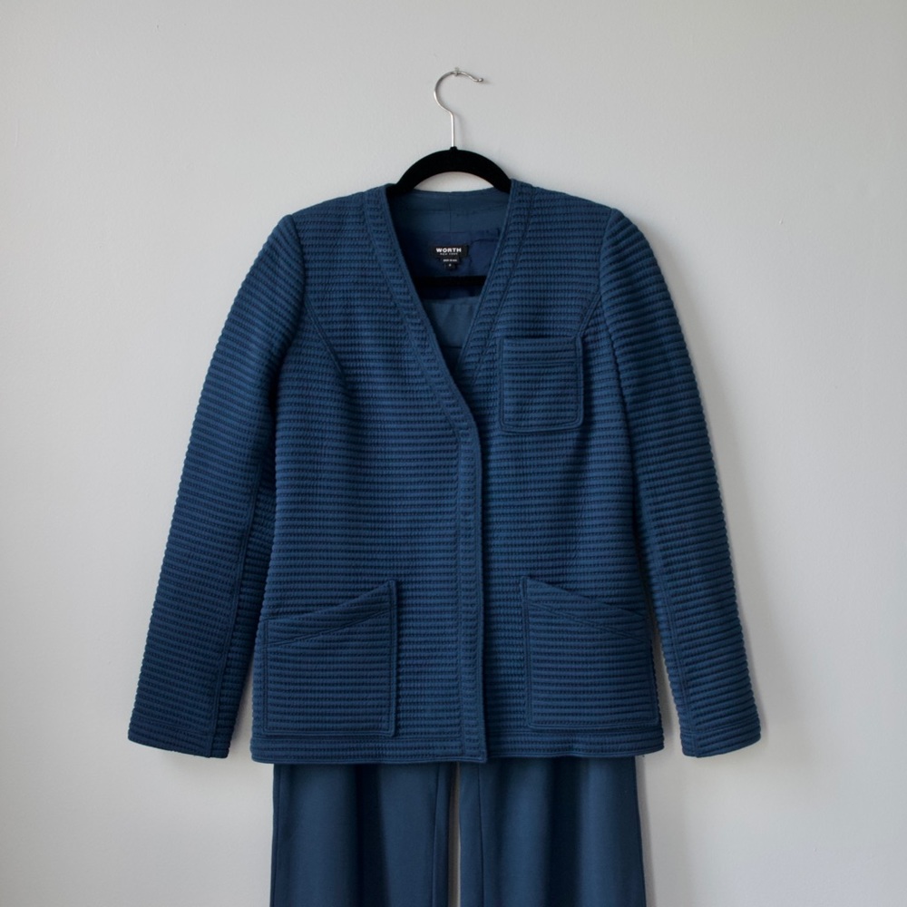 Worth New York| Blue Wool Pantsuit
